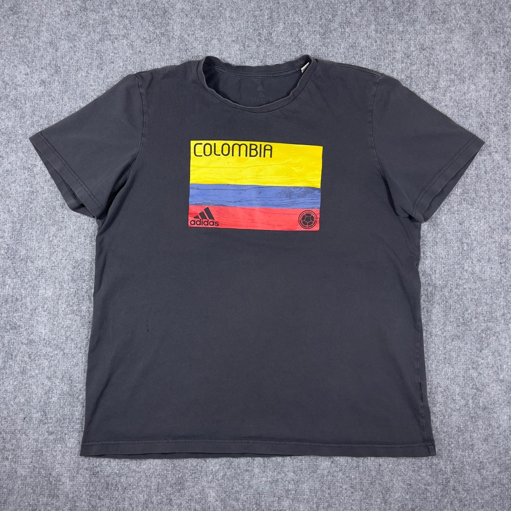 Adidas Colombia Soccer T-Shirt Mens XL Black Graphic Tee Short Sleeve